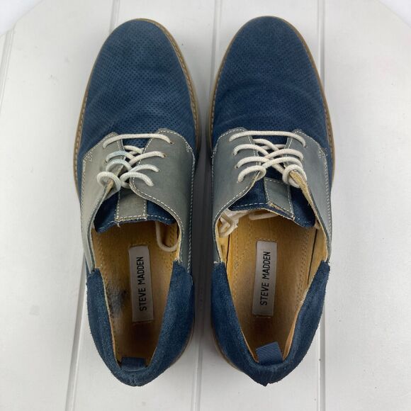 STEVE MADDEN Mens Dress Shoes Size 9 Two Tone Blue Suede ROQUE - Picture 5 of 13